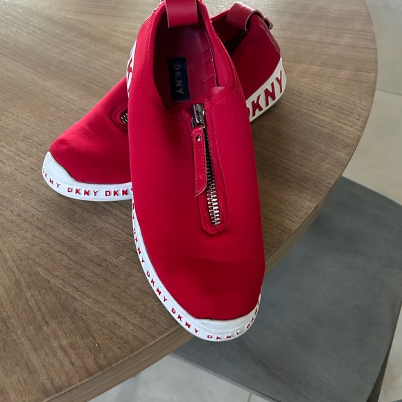 DKNY Red Melissa Neoprene Zip Sneakers - Picture 4 of 7